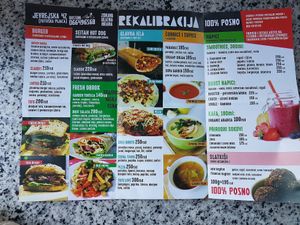 Menu   at Rekalibracija Veganski in Novi Sad