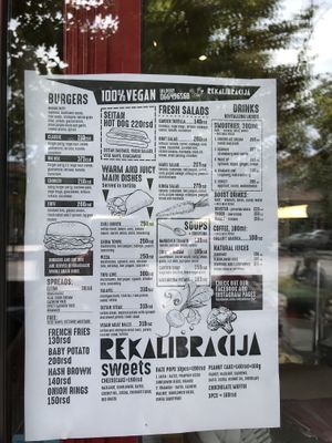 Menu at Rekalibracija Veganski in Novi Sad