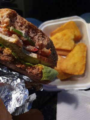 Tofu Burger and hash brown potato. 👌✅ at Rekalibracija Veganski in Novi Sad