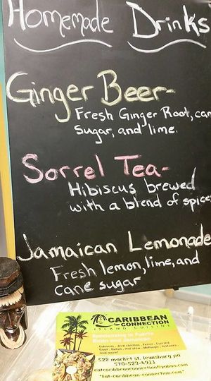Drink menu chalkboard at Caribbean Connection in Lewisburg