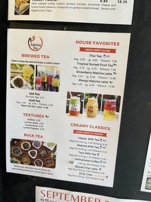 Menu  at Kaleisia Tea Lounge in Tampa