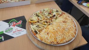 Half Veggie Boss, half Cheesy V at V Spot Diner in Adelaide