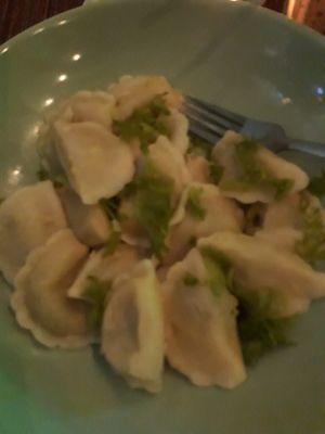 potato mushroom dumplings (160 Rubles) at ZEN Vegan Burger in St Petersburg