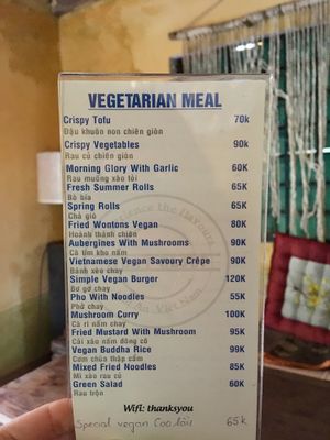 Veg*n menu at What Else Cafe in Hoi An
