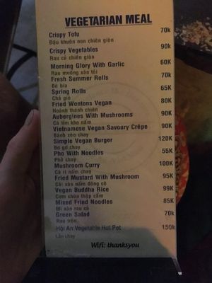 Menu. August 2018 at What Else Cafe in Hoi An