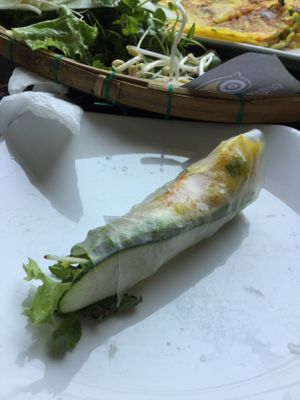 Vegan crepe into spring roll  at What Else Cafe in Hoi An