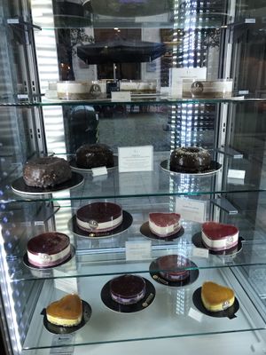 The cakes. Unexpectedly we found the Sacher Torten. Vegan and gluten free, it tastes as the original one.  at Grezzo Raw Chocolate in Turin