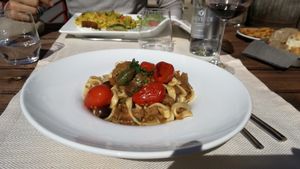 Fettuccine fatte in casa at Ecosteria Parco Santi Angeli in Santi Angeli