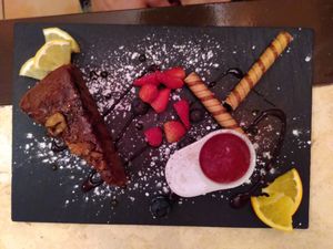 Vegan sticky toffee cake at Casita Mexicana in Killarney