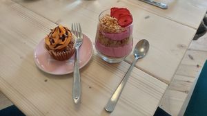 carrot muffin and cheesecake - very tasty! at Yellow Rose in Copenhagen