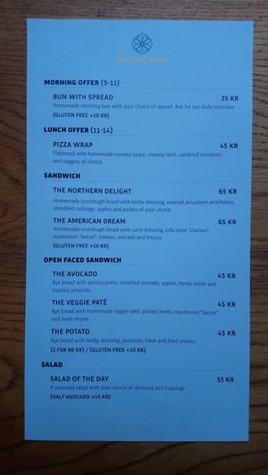 Menu part 2 at Yellow Rose in Copenhagen