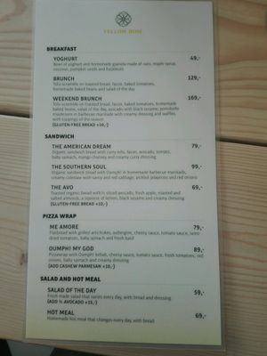 menu februar 2018 at Yellow Rose in Copenhagen