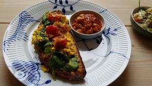 Brunch: baked beans and scrambled tofu at Yellow Rose in Copenhagen