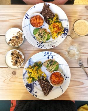 Brunch plates at Yellow Rose in Copenhagen