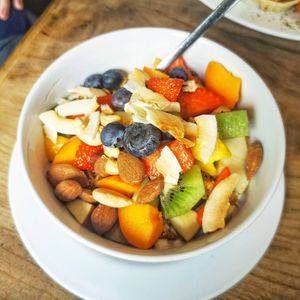 Granola with soy yogurt, fruit and nuts at Cafe Juli in Aachen