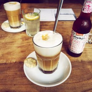 Caramel Latte with Almond Milk at Cafe Juli in Aachen