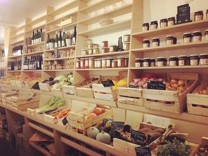 The grocery section of the shop at L'Incubateur de Fraîcheur in Paris