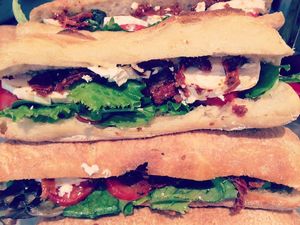 Cheese, tomato and salad cold sandwich at L'Incubateur de Fraîcheur in Paris