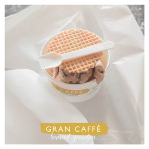 Es ist nicht nur ein Becher für Eis, sondern ein Becher für die Umwelt! Unsere Verpackungen sind 100% kompostierbar-vollständig biologisch abbaubar. at Gelateria Gran Caffe in Bruchsal