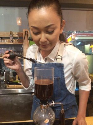 Syphon coffee by beautiful barista at Art Nature Cafe - Penang in Penang