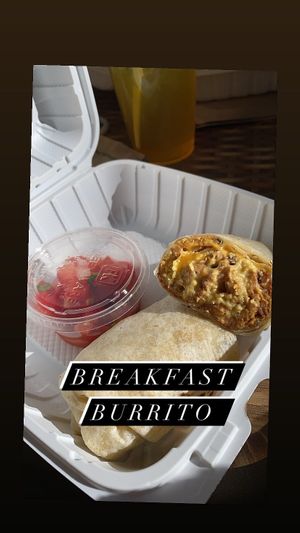 The breakfast burrito with “egg, cheese, and bacon”! 😍 at The Copper Q in Big Bear Lake