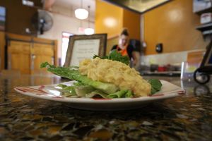 Vegan "Mock Tuna Salad," made with chick peas. at The Copper Q in Big Bear Lake