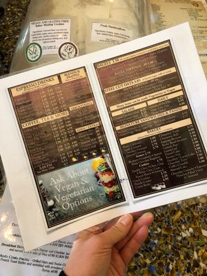 Vegan options advertised on the menu at The Copper Q in Big Bear Lake