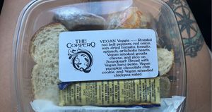 vegan sandwich sometimes available in the fridge! at The Copper Q in Big Bear Lake