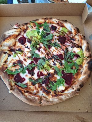 Goats cheese, beetroot and avocado pizza at The Square in St Just