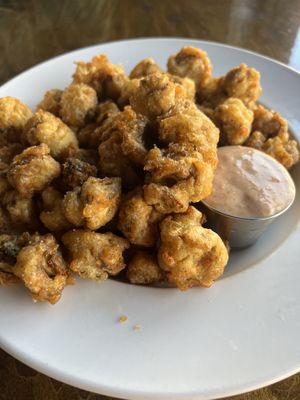 Deep fried mushrooms & the dipping sauce were amazing!   at 312 Pizza Company in Nashville