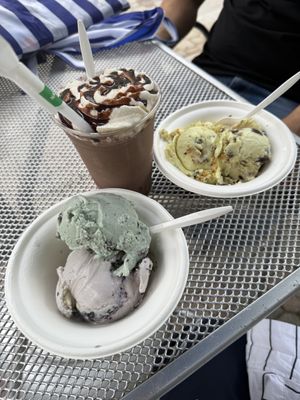 chocolate milkshake, banana / lemon, lavender blueberry / mint chip  at Monkeywrench in Salt Lake City