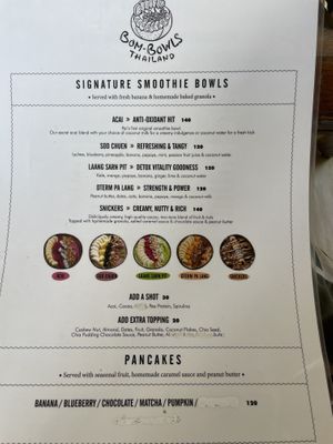 Menu  at Bom Bowls in Pai