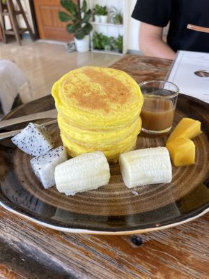 Pumpkin pancakes   at Bom Bowls in Pai