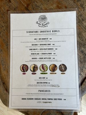 Menu  at Bom Bowls in Pai