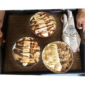 Bowls bowls bowl. Thick like ice cream, super filling and nutritious.  at Bom Bowls in Pai