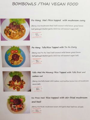 Menu at Bom Bowls in Pai