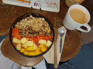 Smoothie Bowl with extra fruits and cookie dough at Bom Bowls in Pai