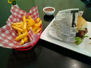 The burger at Orchid Vegetarian Cafe in Surfers Paradise