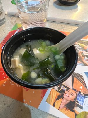 Refillable miso soup at YO! Sushi in Nottingham