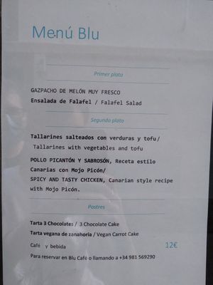 Menú del día at Blu Cafe in Santiago De Compostela