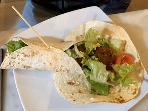 Falafel wrap - so big it makes two. at Blu Cafe in Santiago De Compostela