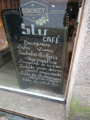 New menu.... Must ask inside if they have vegan options at Blu Cafe in Santiago De Compostela