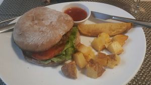 Vegan burger. at Blu Cafe in Santiago De Compostela
