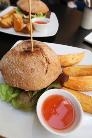 Vegan burgers  at Blu Cafe in Santiago De Compostela