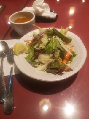 Salat, they will change dressing, and soup(don't think it is vegan!!) at Ganges in Osaka