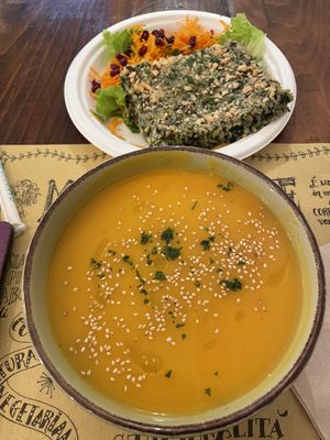 Soup and rice cake  at Mangiamore in Reggio Emilia