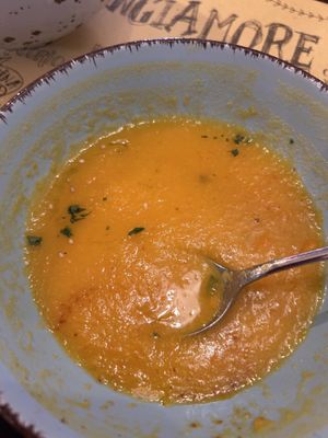Carrot soup nice and hot  at Mangiamore in Reggio Emilia