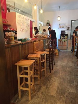 Bar stool seating area. at Mangiamore in Reggio Emilia