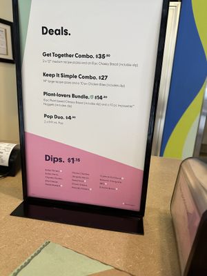 Deals & Dip - plant based options marked  at Panago Pizza - Gerrard St in Toronto