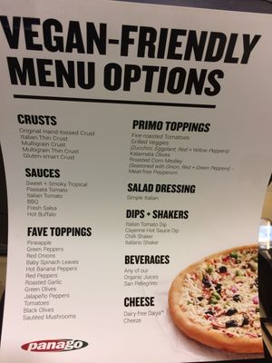 Vegan Options. at Panago Pizza - Gerrard St in Toronto